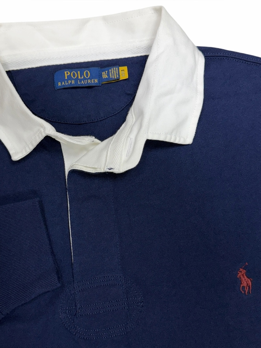 Polo Ralph Lauren Rugby Polo Shirt Mens XL Tall Blue Long Sleeve Contast Collar